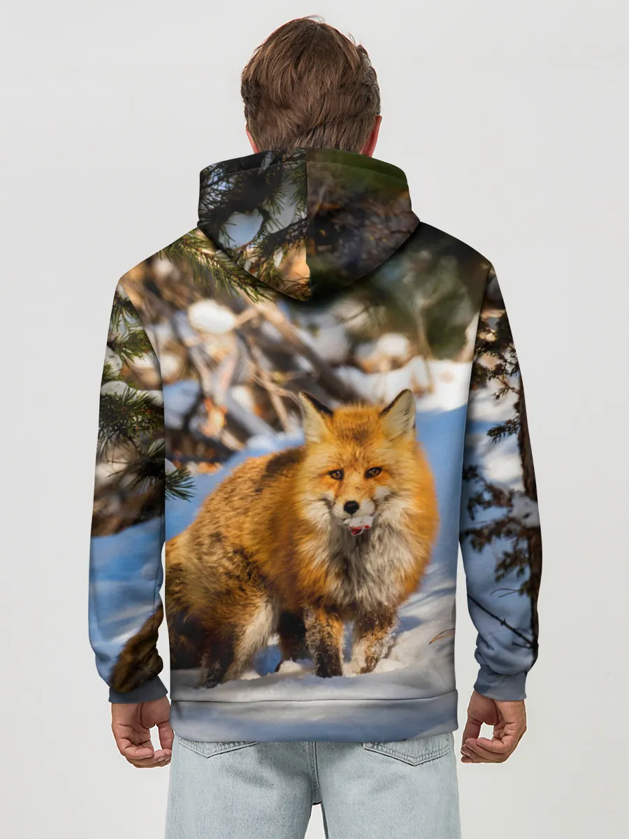 Худи мужской база хлопок / Лиса в лесу