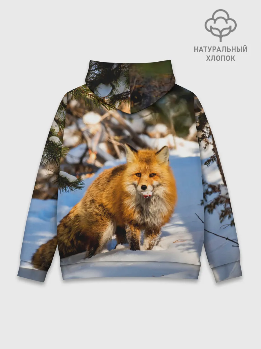 Худи мужской база хлопок / Лиса в лесу