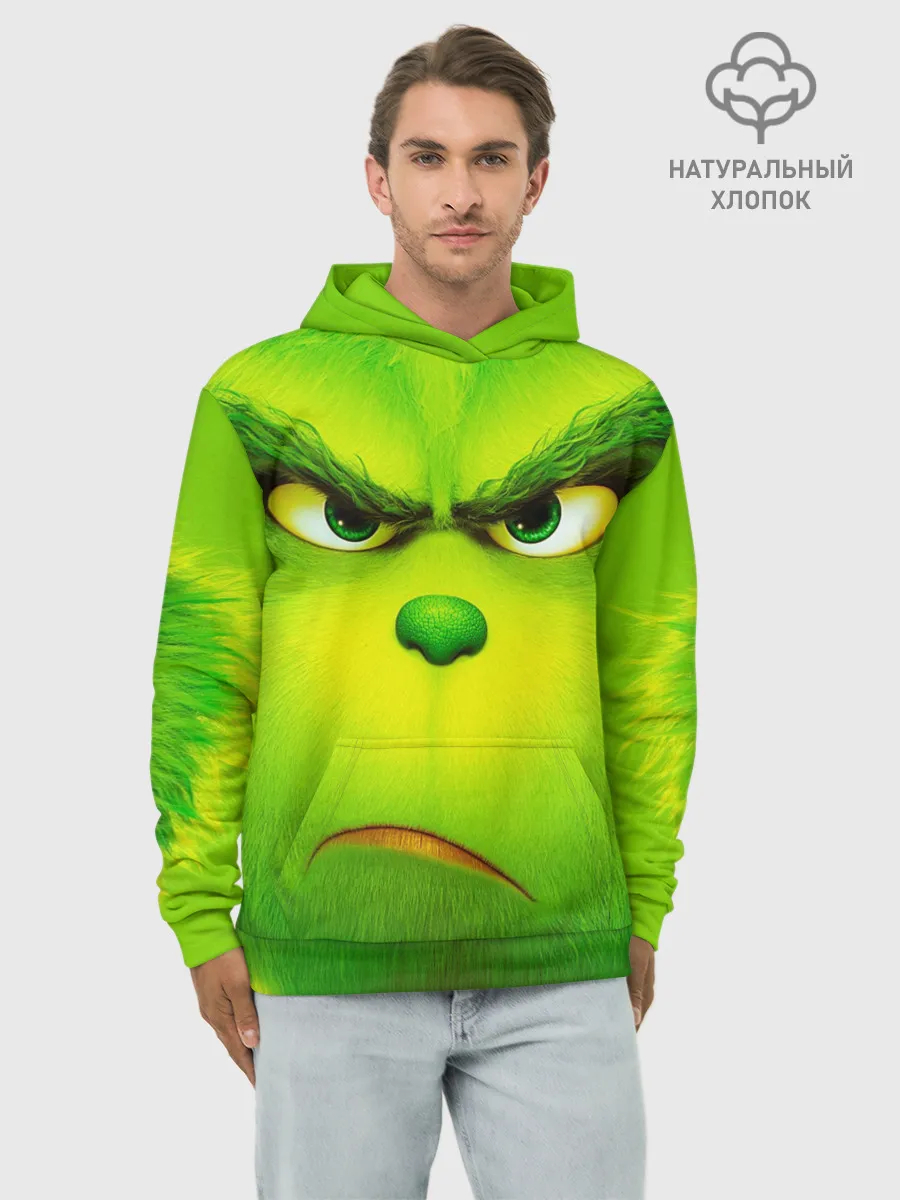 Худи мужской база хлопок / Гринч 3D/ The Grinch