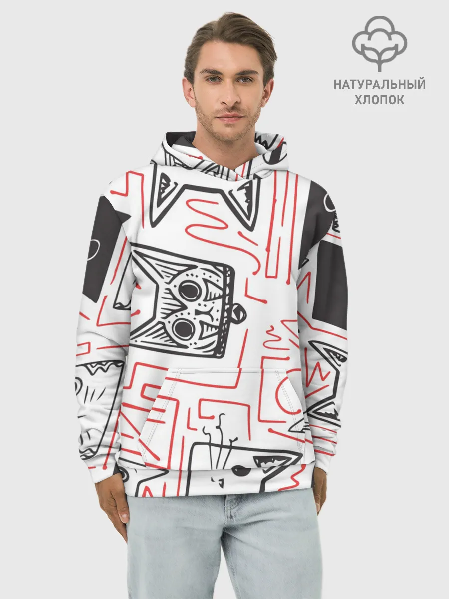 Худи мужской база хлопок / Cats