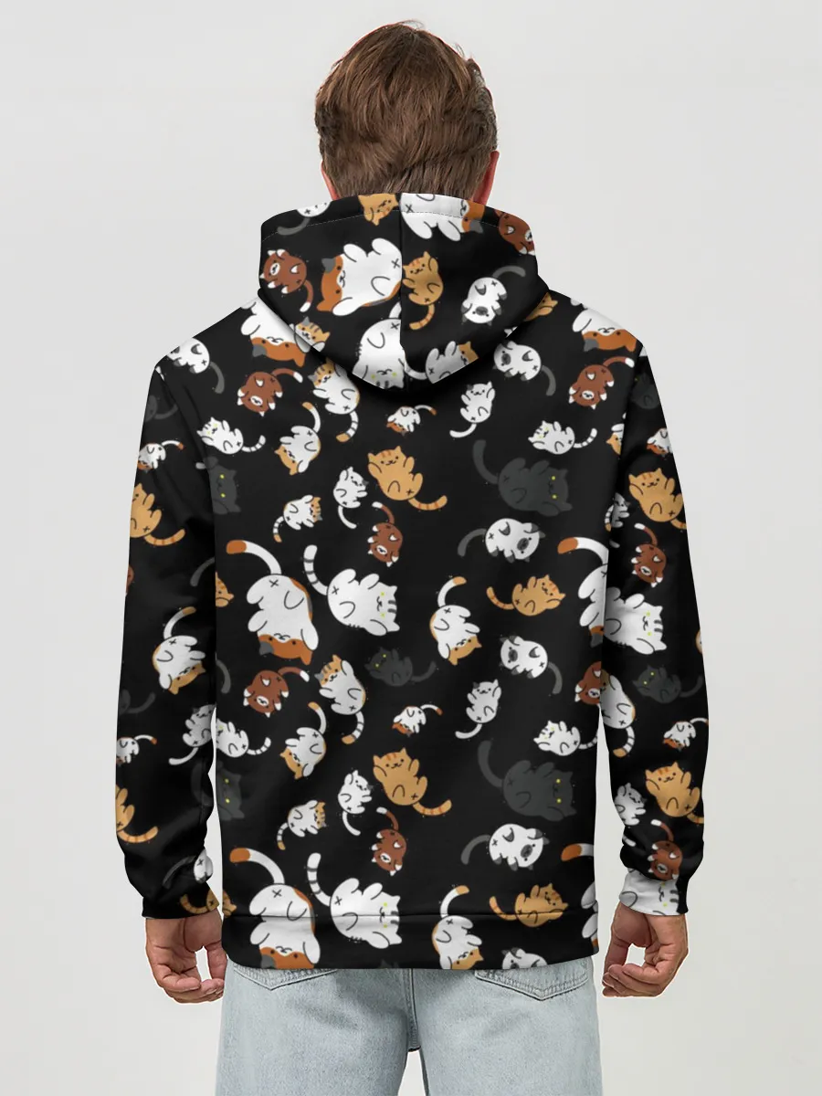 Худи мужской база хлопок / Котята паттерн