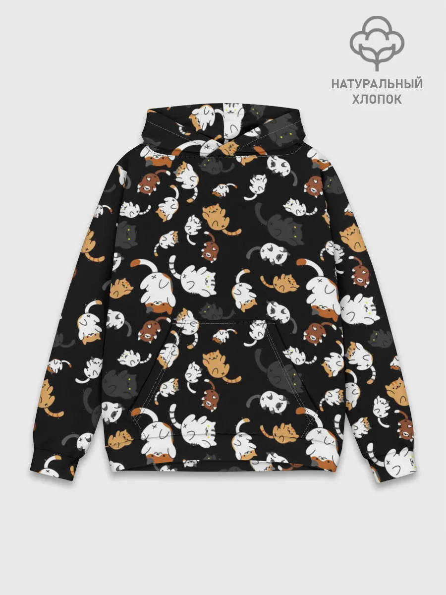 Худи мужской база хлопок / Котята паттерн