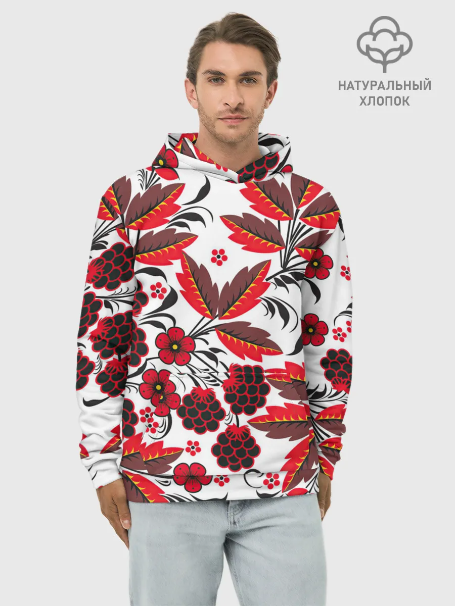 Худи мужской база хлопок / Хохлома