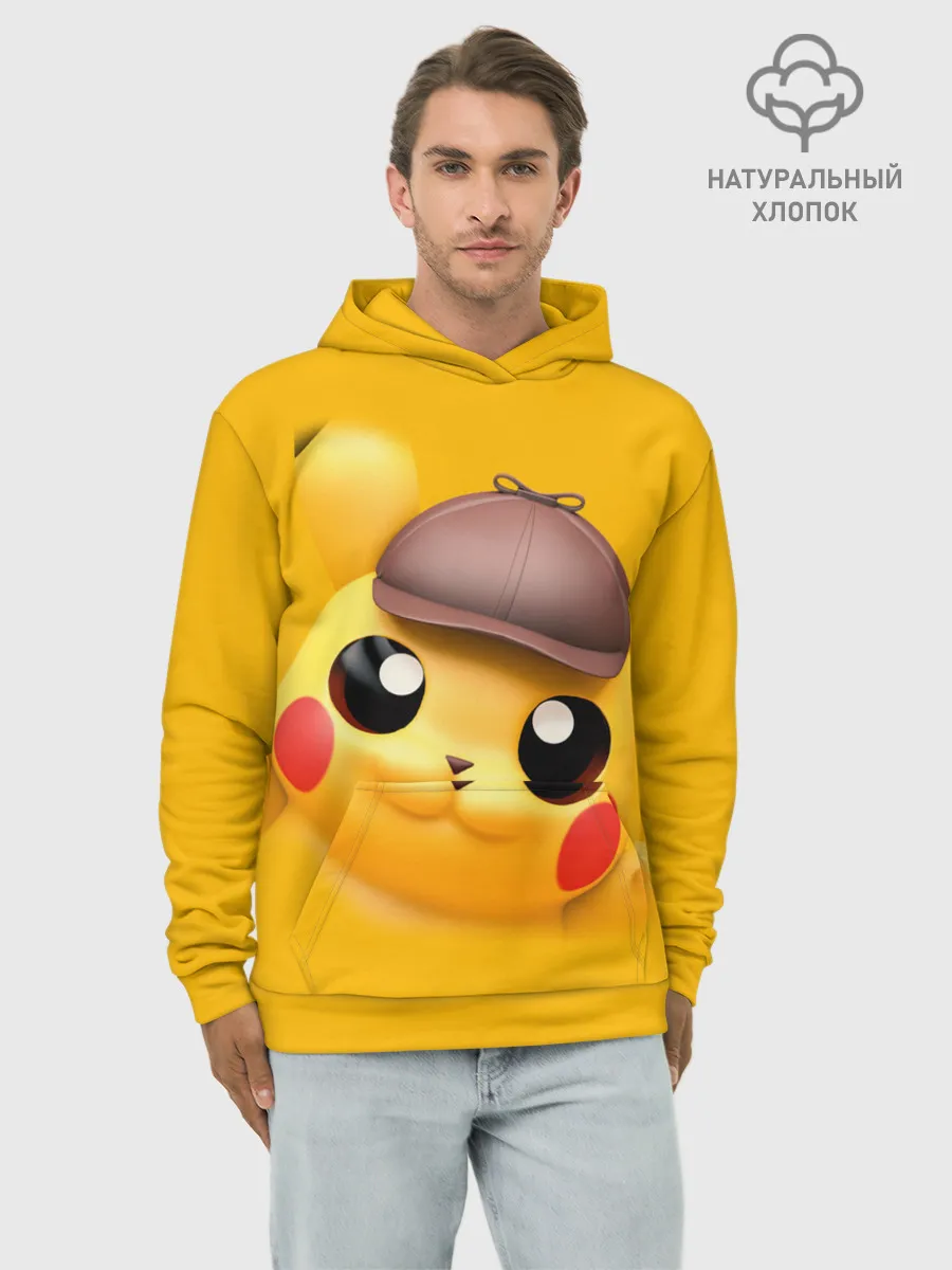 Худи мужской база хлопок / Pikachu Pika Pika