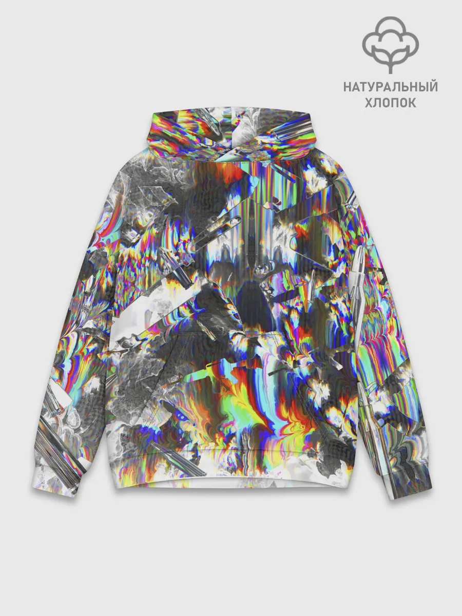 Худи мужской база хлопок / Gasoline stains abstraction