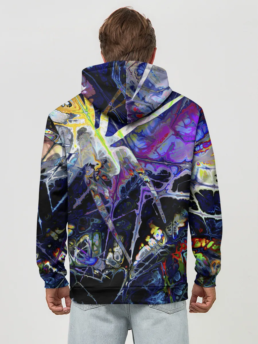 Худи мужской база хлопок / Gasoline stains abstraction