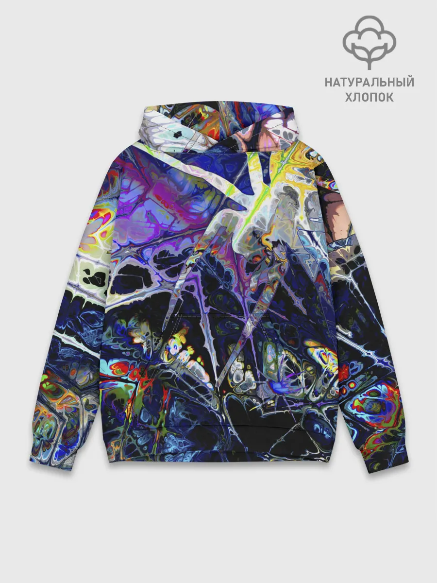 Худи мужской база хлопок / Gasoline stains abstraction