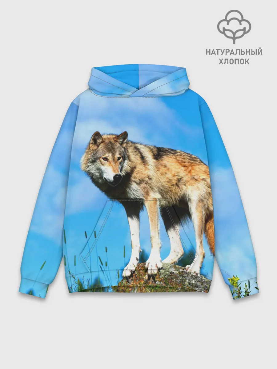 Худи мужской база хлопок / Волк