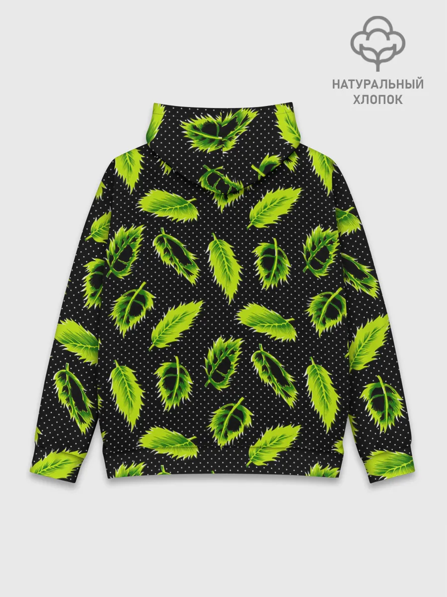 Худи мужской база хлопок / Зеленые листья
