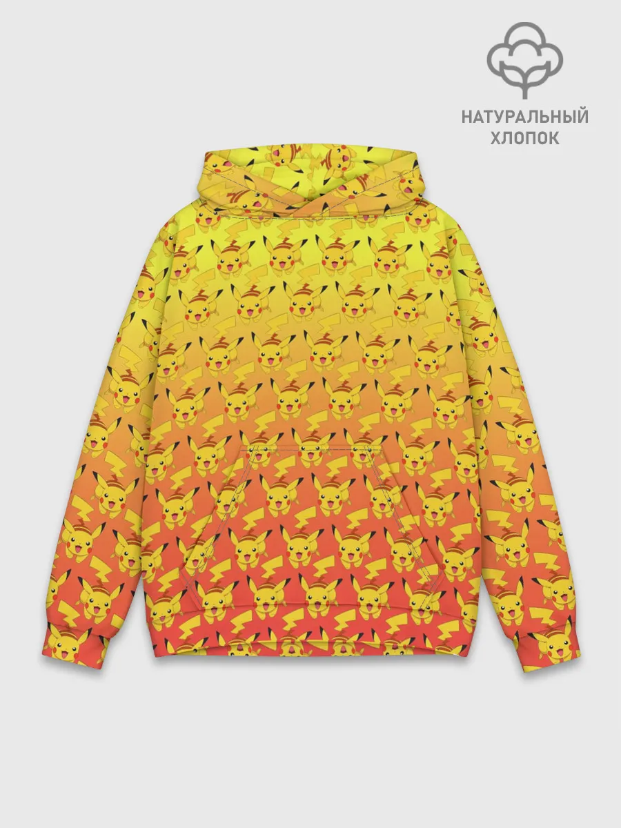 Худи мужской база хлопок / Pikachu Pika Pika