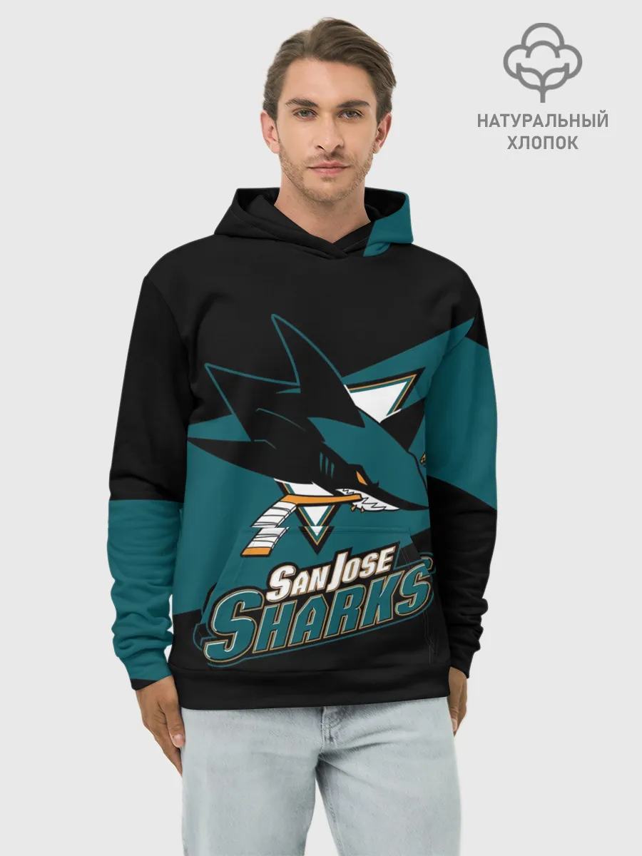 Худи мужской база хлопок / Сан-Хосе Шаркс