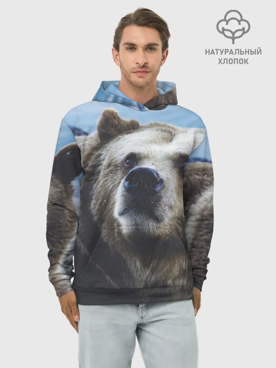 Худи мужской база хлопок / Гризли