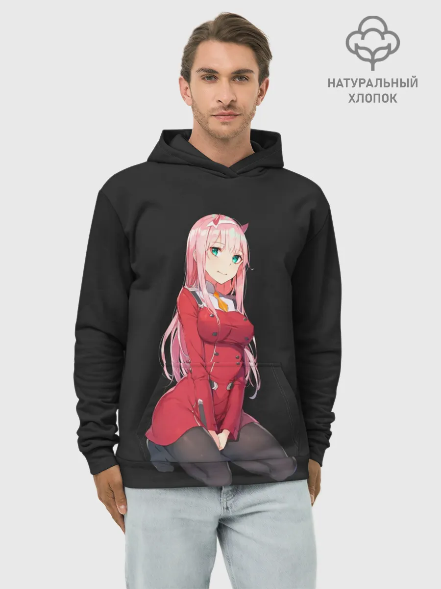 Худи мужской база хлопок / Прекрасная Zero Two