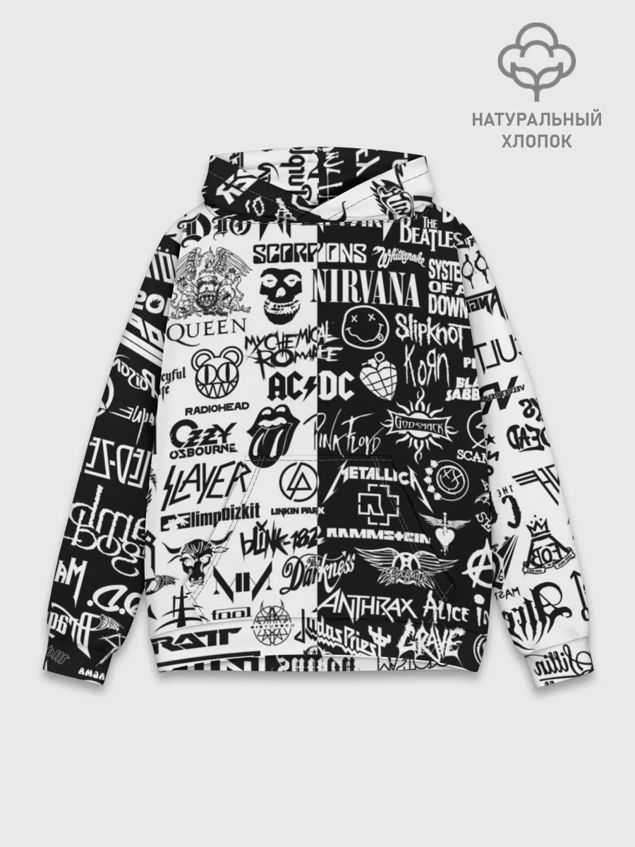 Худи мужской база хлопок / Эмблемы Рок Групп