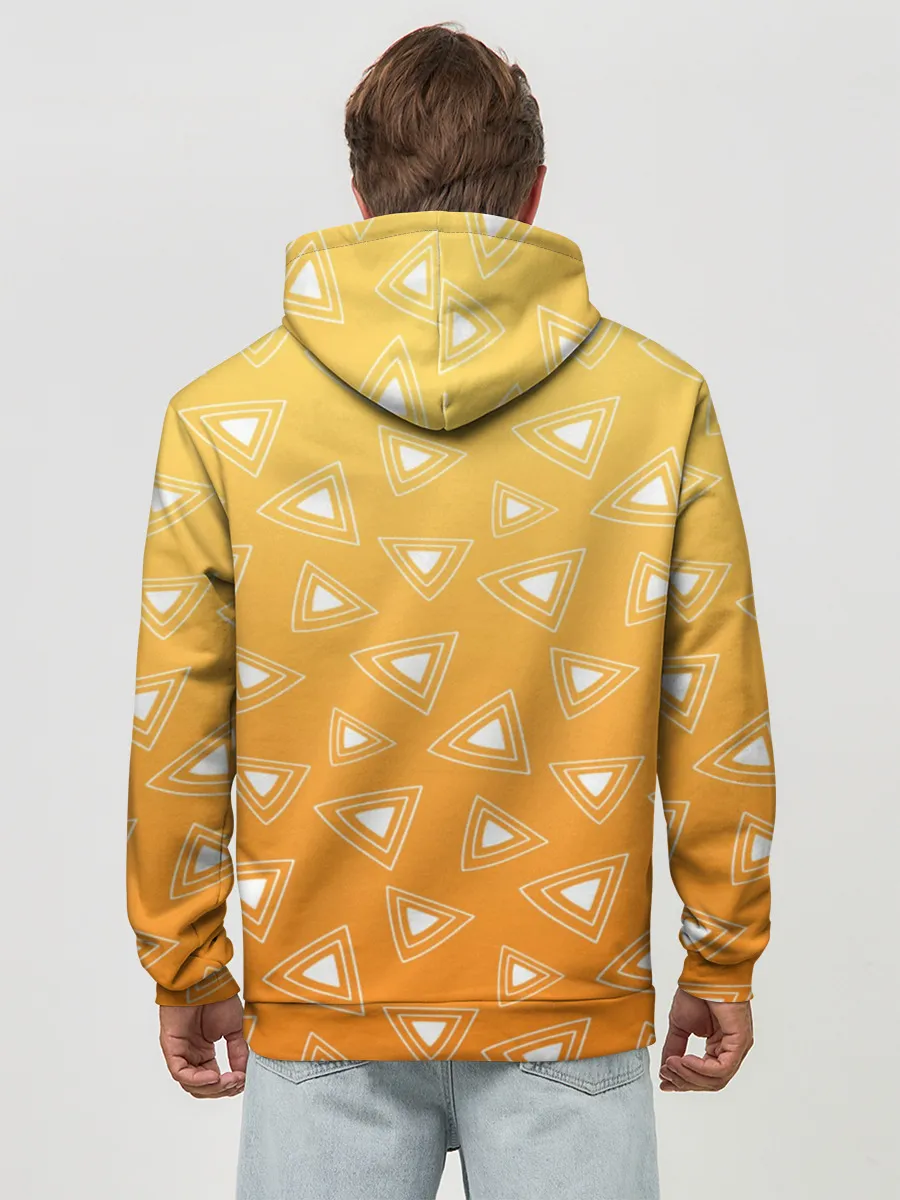 Худи мужской база хлопок / Kimetsu no yaiba оранжевый паттерн