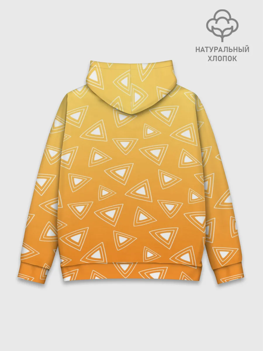 Худи мужской база хлопок / Kimetsu no yaiba оранжевый паттерн