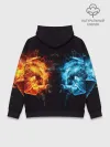 Худи мужской база хлопок / Абстракция,Инь-Ян,Огонь,Вода