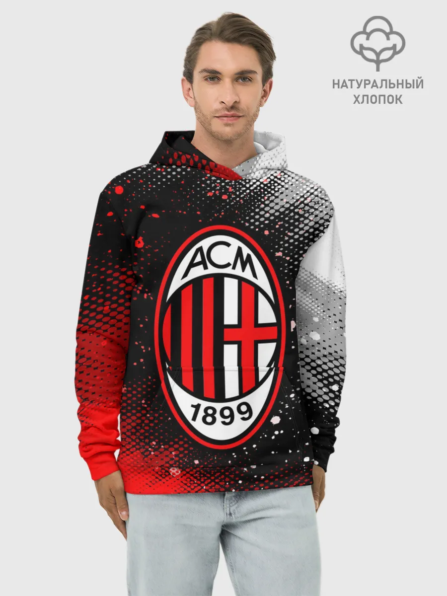Худи мужской база хлопок / AC MILAN / МИЛАН