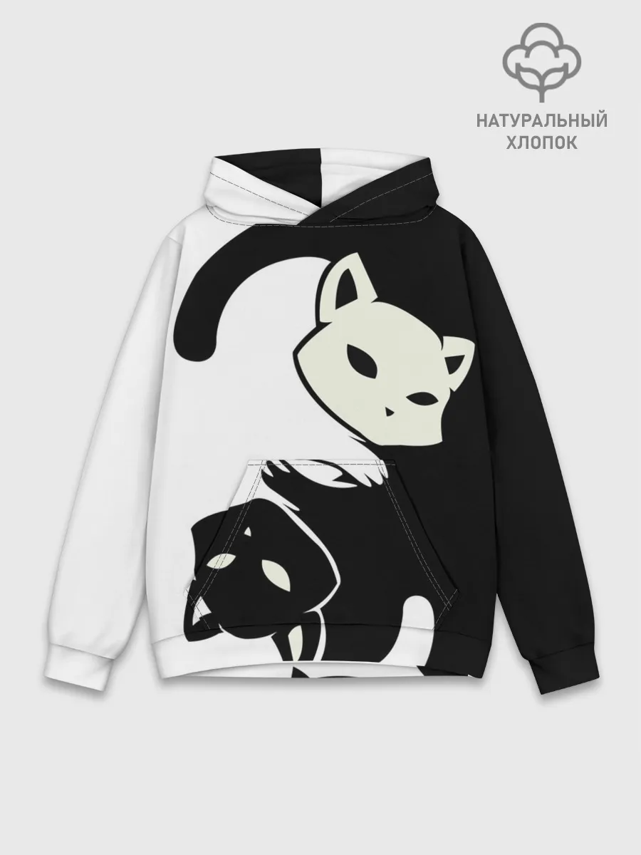 Худи мужской база хлопок / Инь и Янь котики