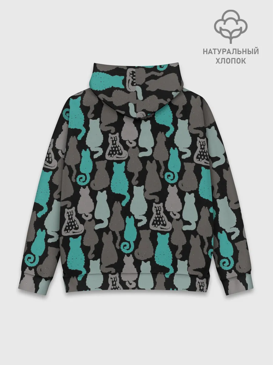 Худи мужской база хлопок / Коты паттерн