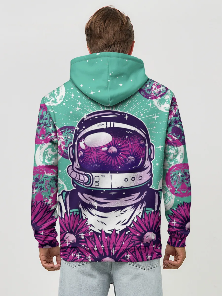 Худи мужской база хлопок / Цветочный Астронавт