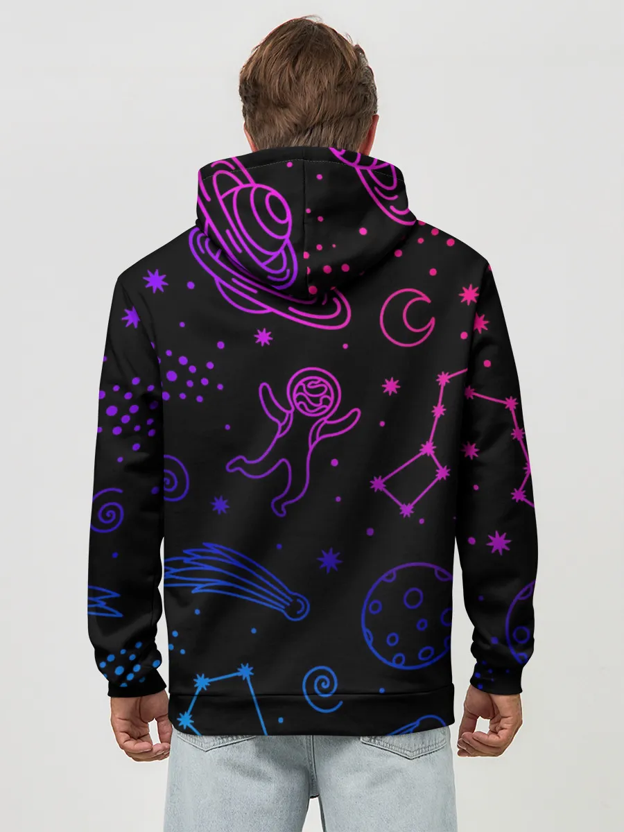 Худи мужской база хлопок / Космический рисунок