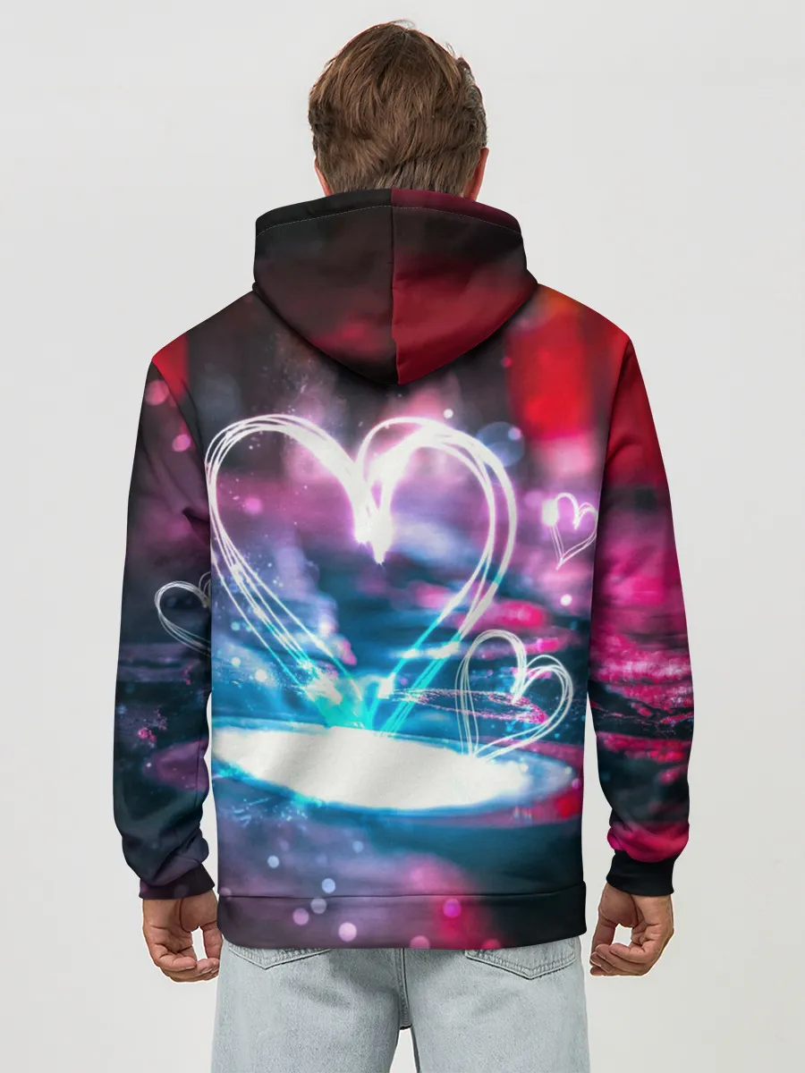 Худи мужской база хлопок / Неоновое сердце