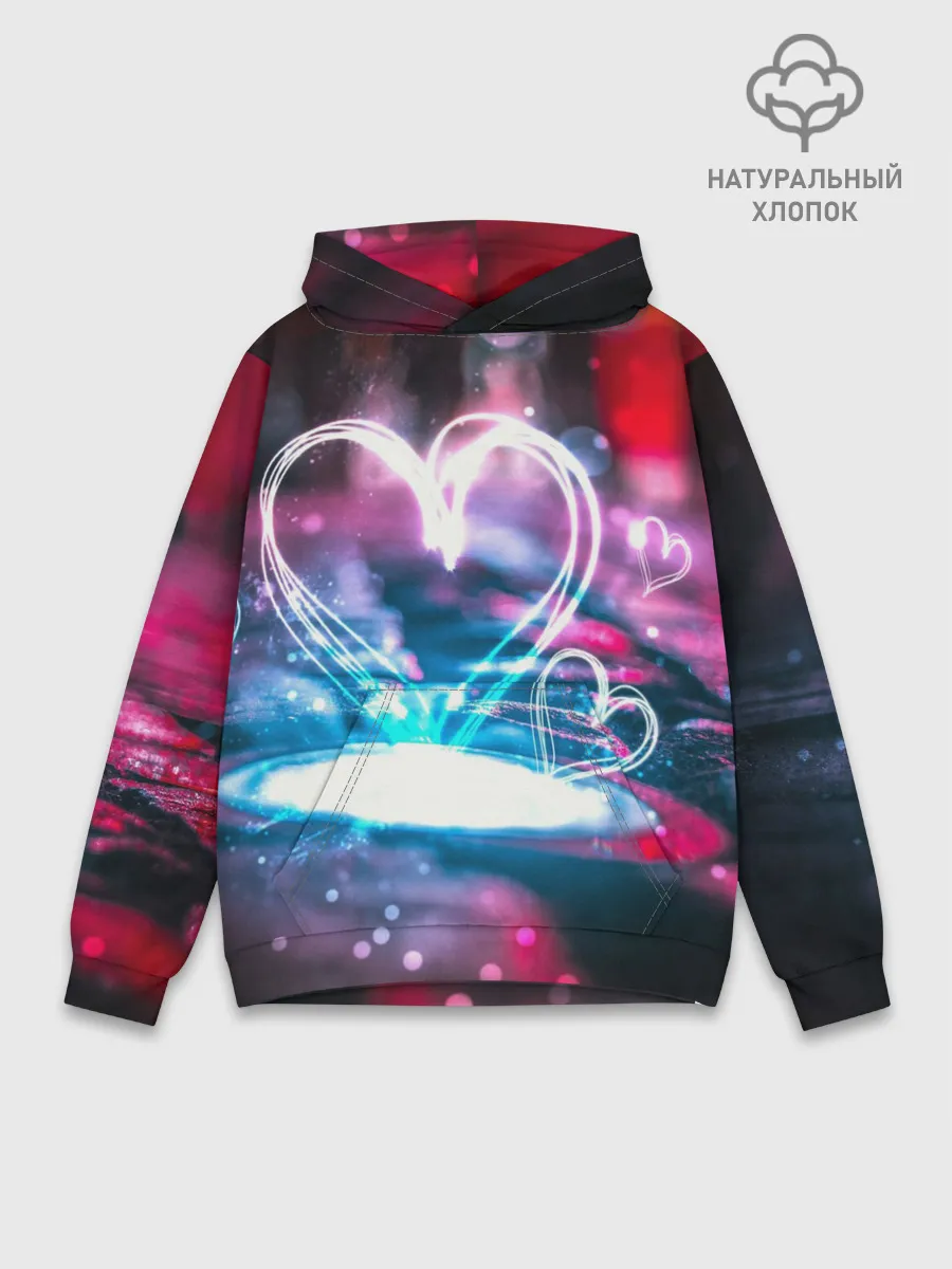 Худи мужской база хлопок / Неоновое сердце