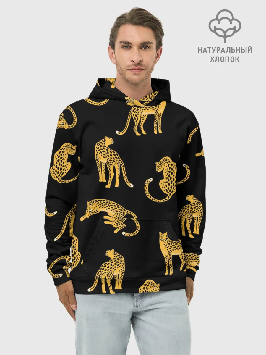 Худи мужской база хлопок / Леопарды