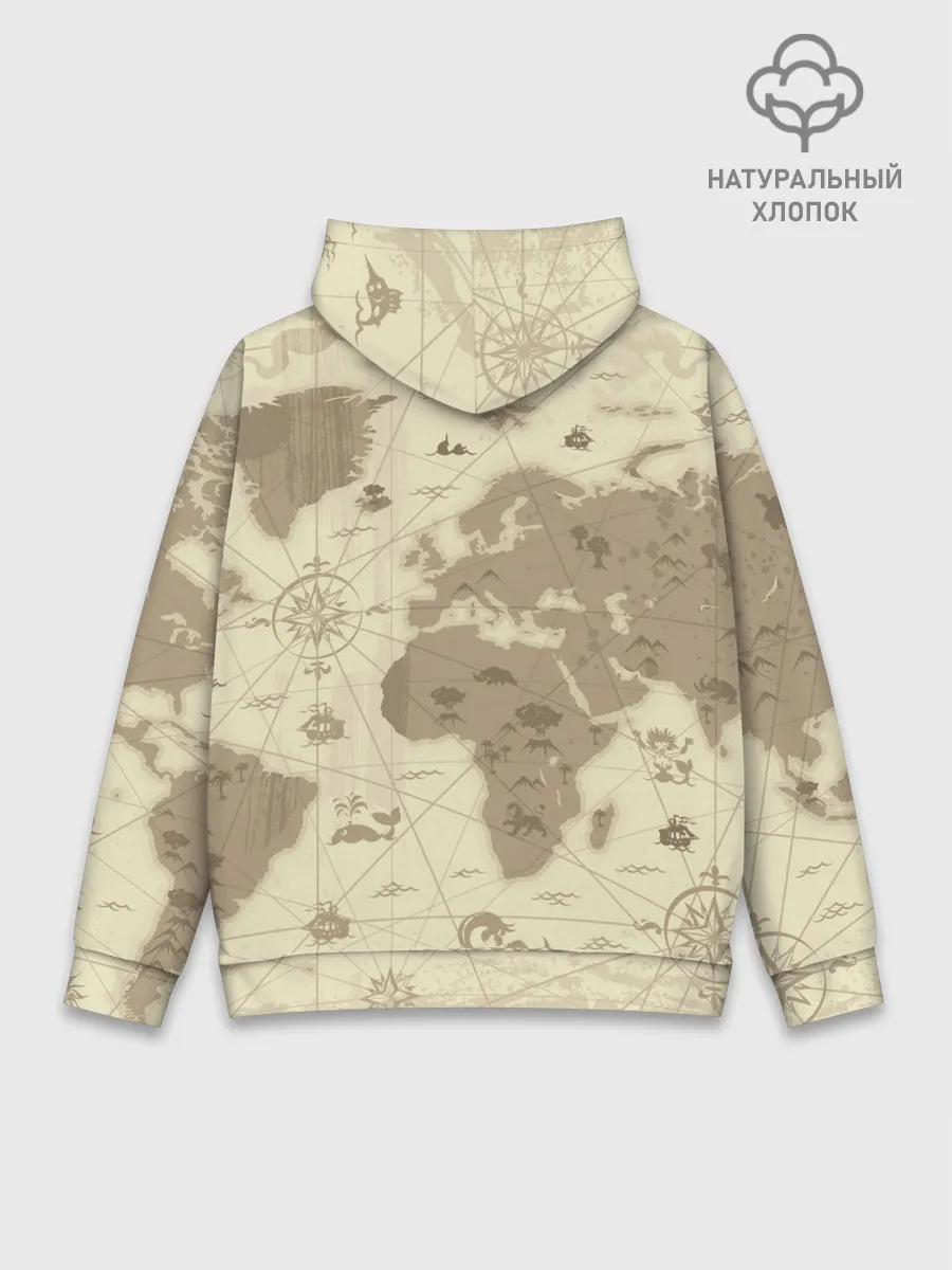 Худи мужской база хлопок / Карта мира