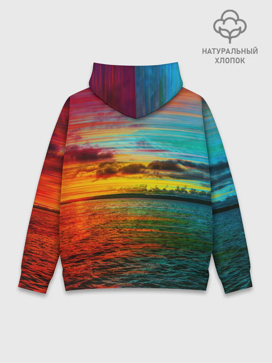 Худи мужской база хлопок / Glitch Sunset