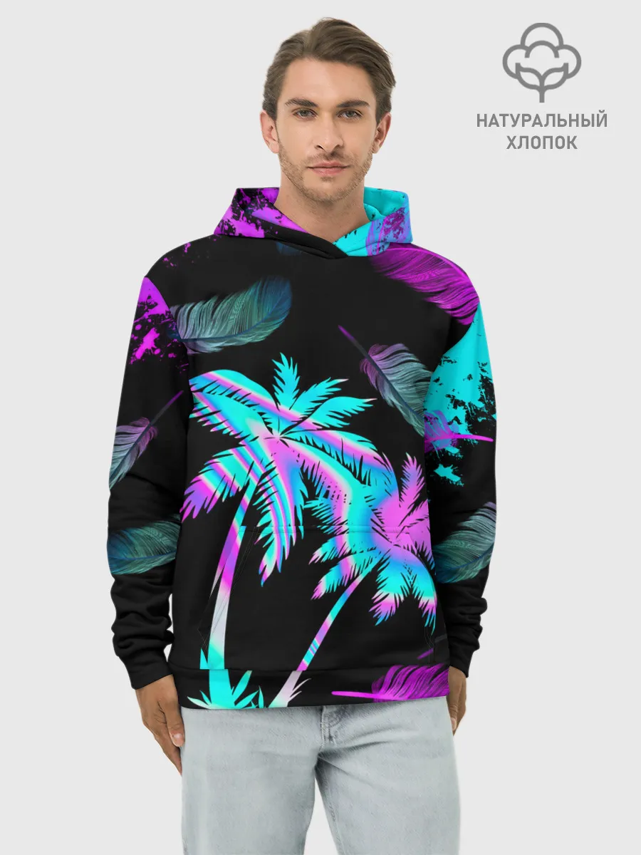 Худи мужской база хлопок / Неоновое лето