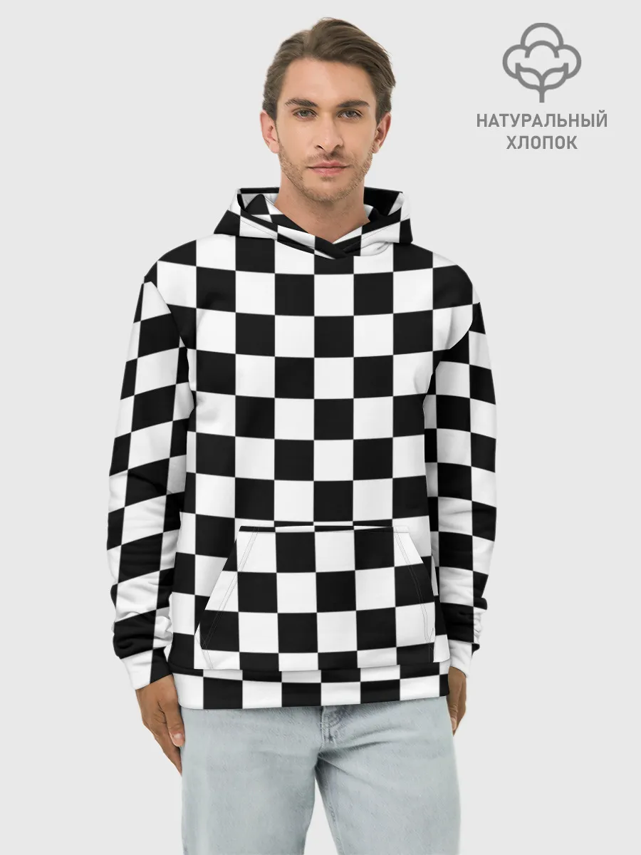 Худи мужской база хлопок / Шахматка