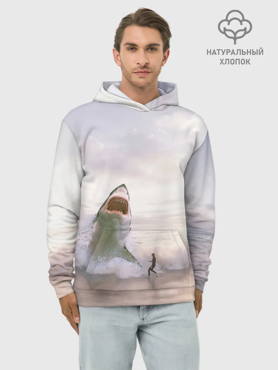 Худи мужской база хлопок / Мегалодон