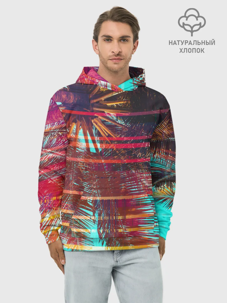 Худи мужской база хлопок / Palm glitch art