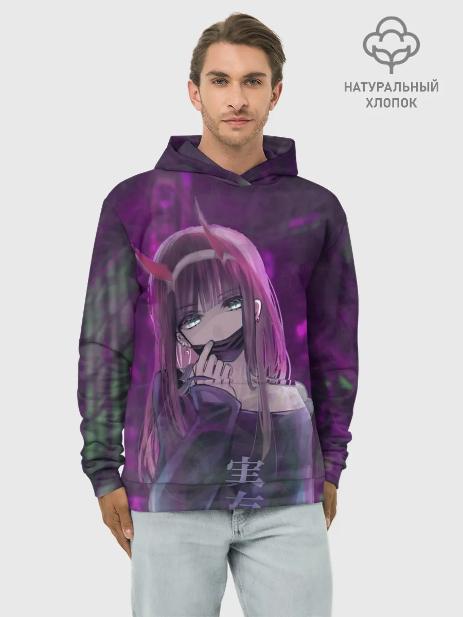 Худи мужской база хлопок / Zero Two in mask
