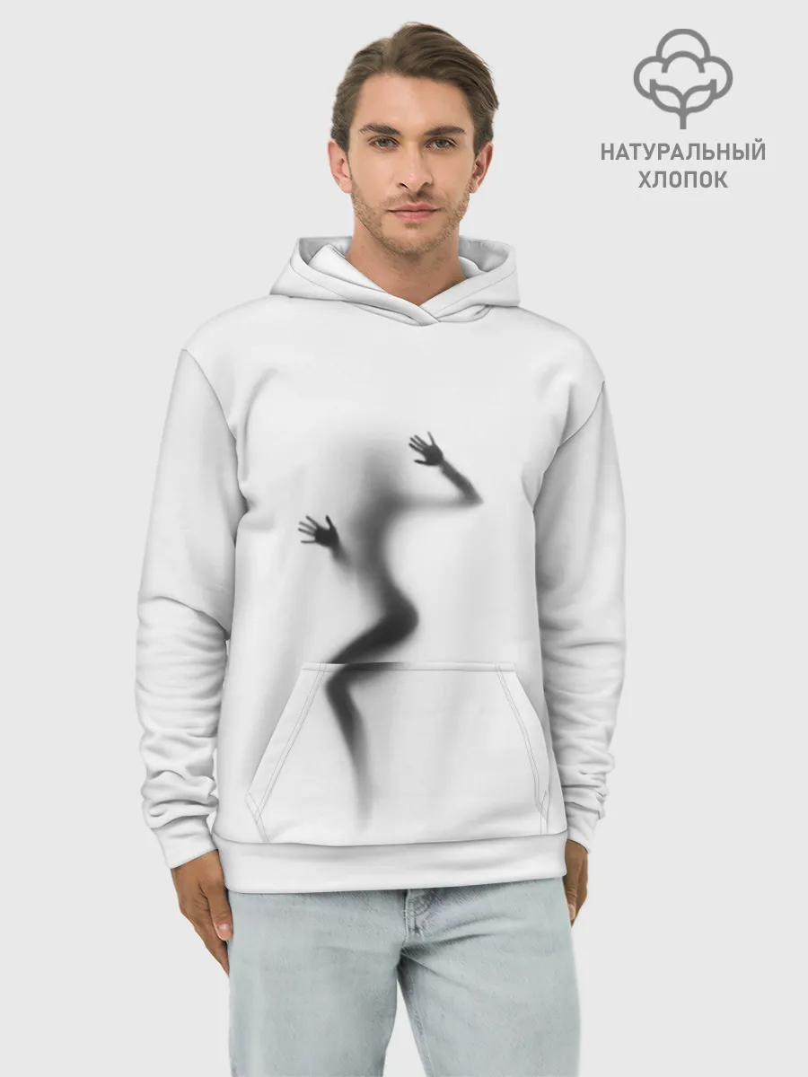 Худи мужской база хлопок / ДЕВУШКА ЗА СТЕКЛОМ