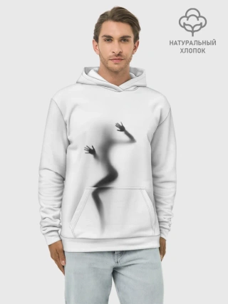 Худи мужской база хлопок / ДЕВУШКА ЗА СТЕКЛОМ