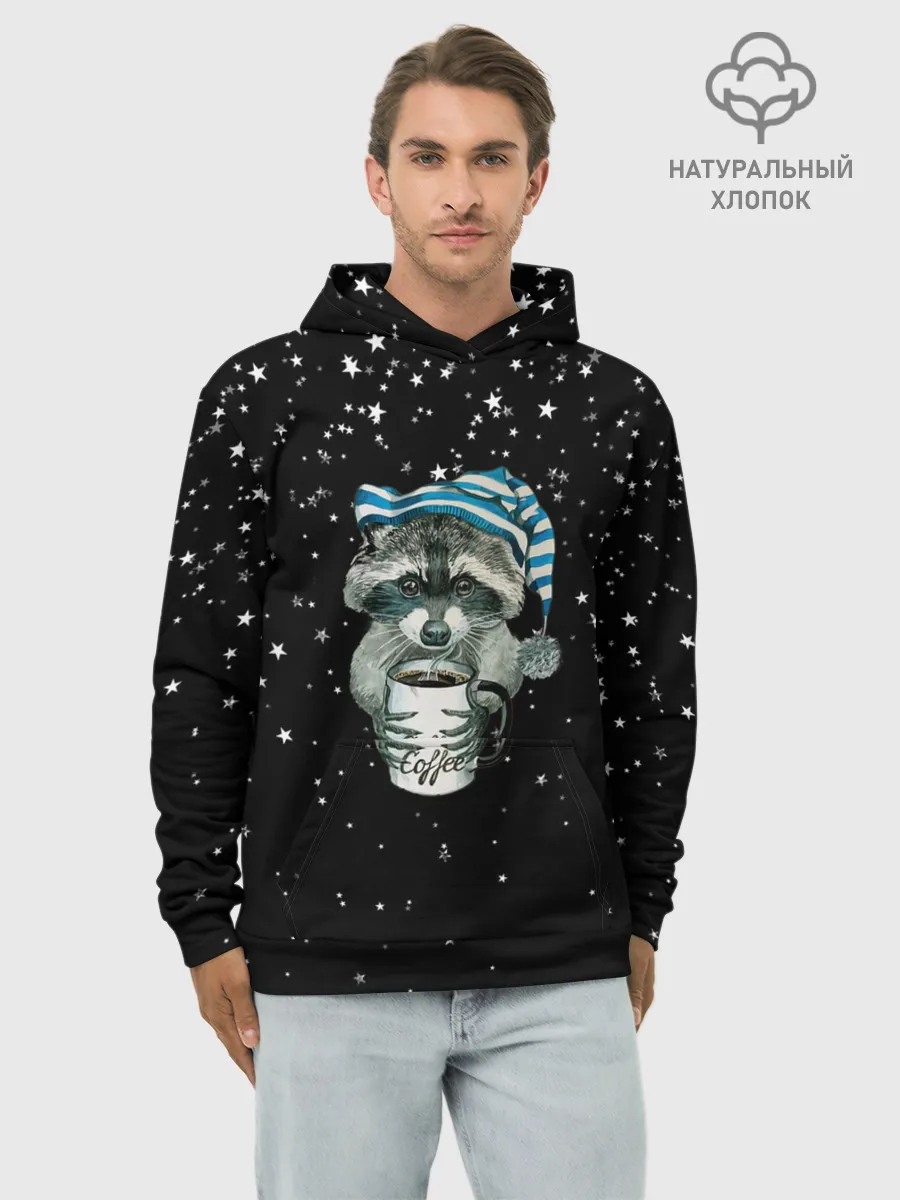 Худи мужской база хлопок / Милый енот