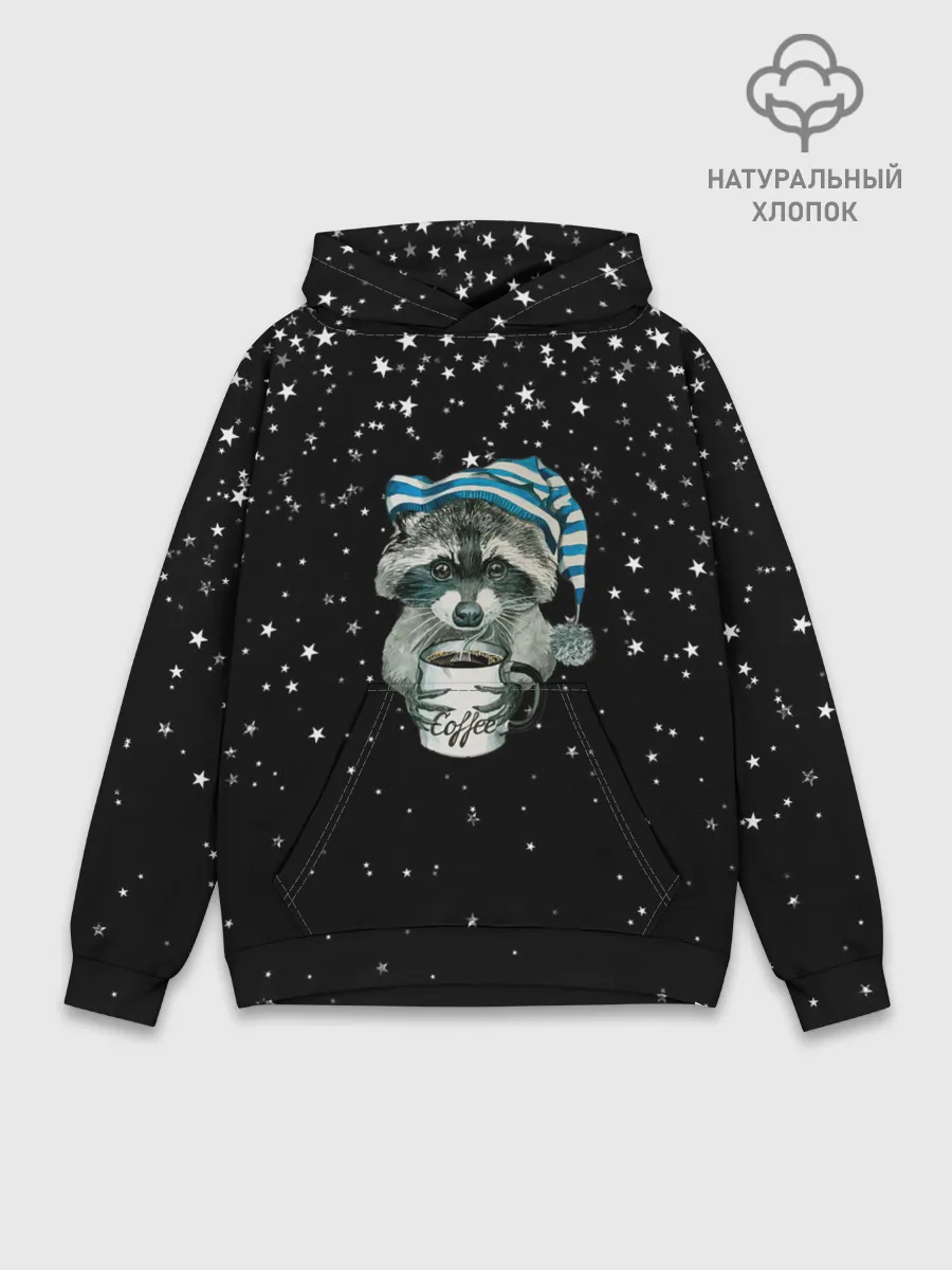 Худи мужской база хлопок / Милый енот