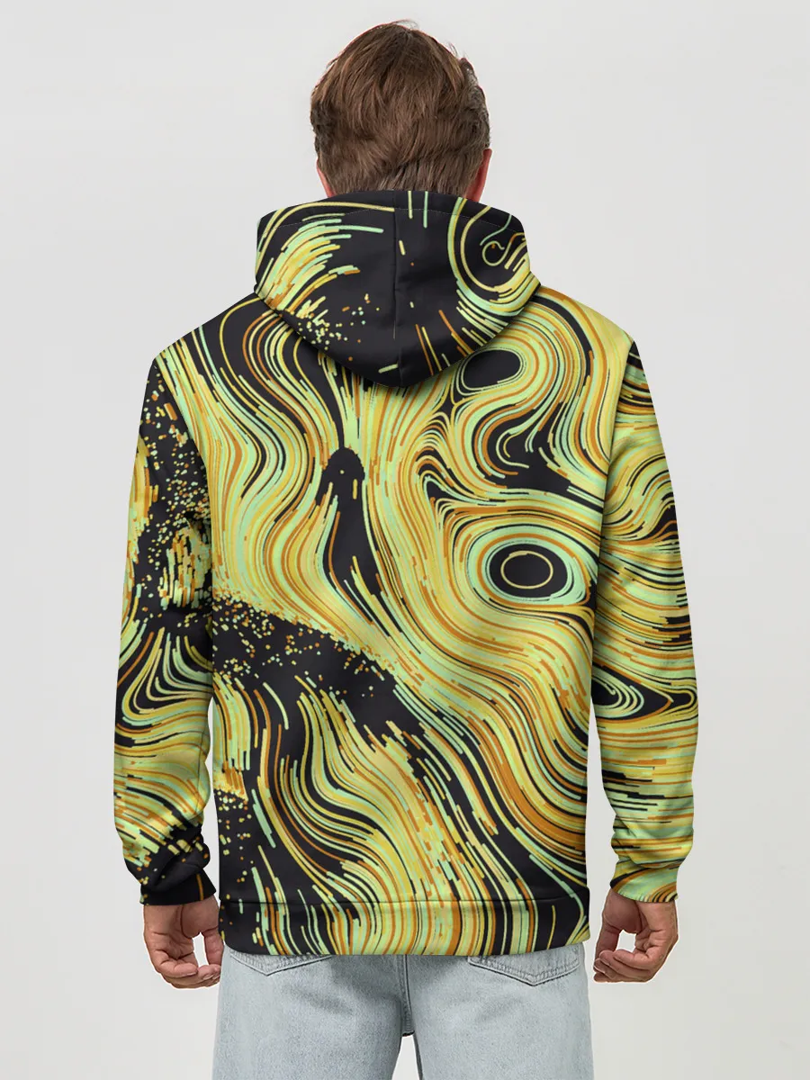 Худи мужской база хлопок / Желтые линии