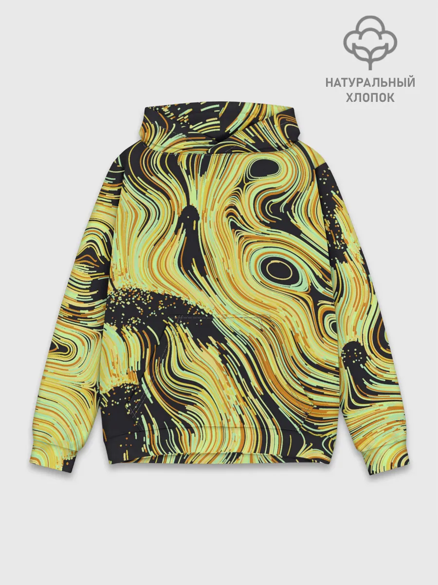 Худи мужской база хлопок / Желтые линии