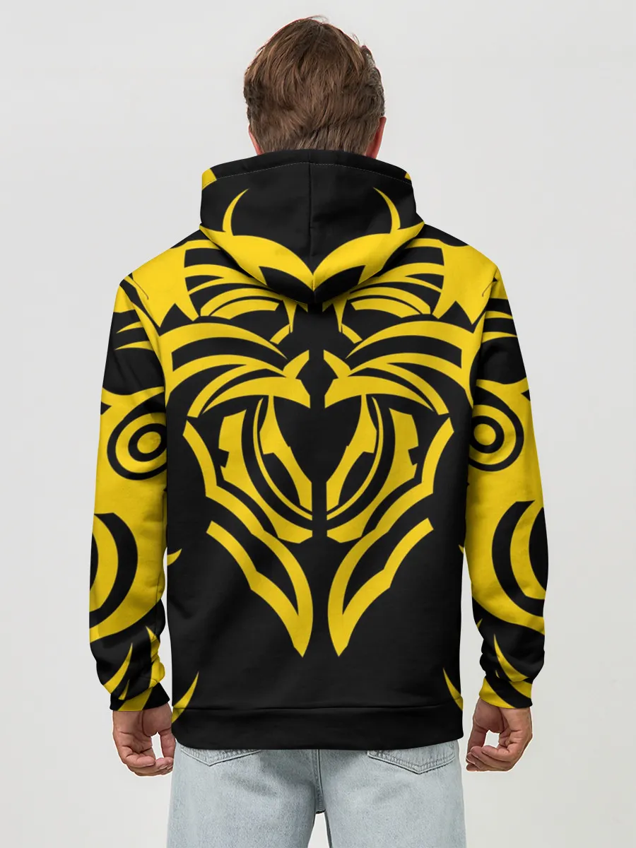 Худи мужской база хлопок / Узор жёлтый