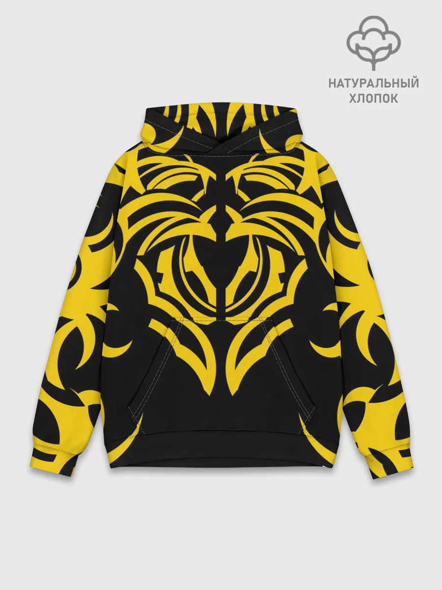 Худи мужской база хлопок / Узор жёлтый