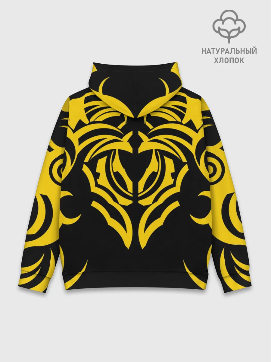 Худи мужской база хлопок / Узор жёлтый