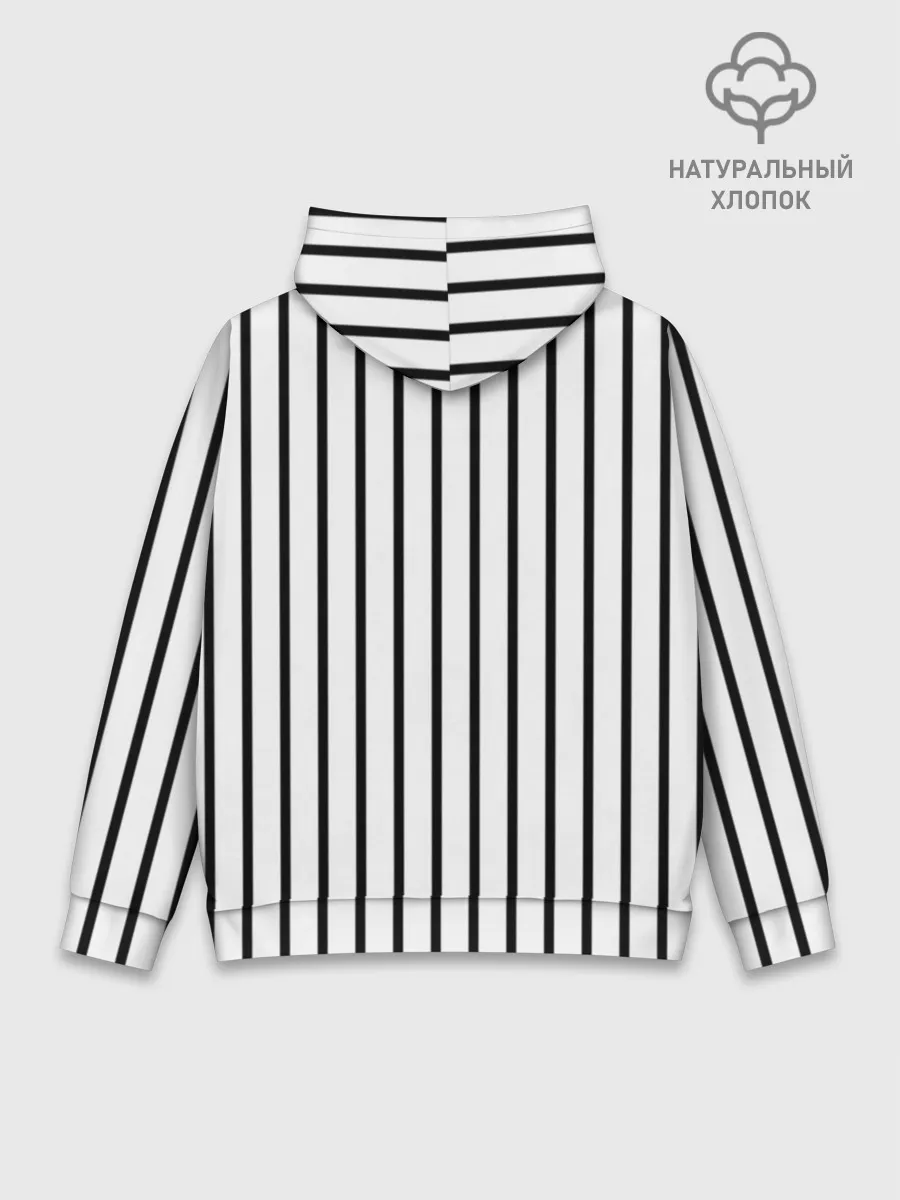 Худи мужской база хлопок / Чёрные и белые полосы