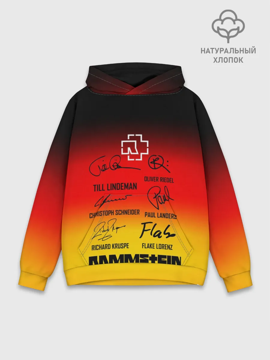 Худи мужской база хлопок / RAMMSTEIN АВТОГРАФЫ УЧАСТНИКОВ
