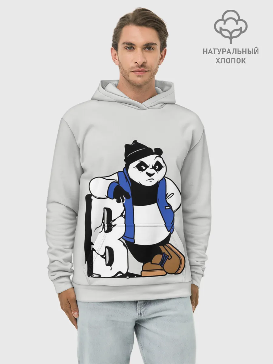 Худи мужской база хлопок / Серьёзная Панда