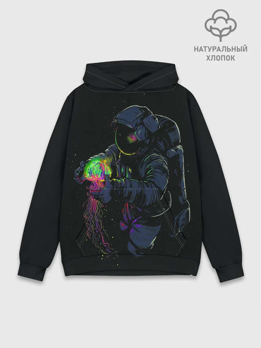 Худи мужской база хлопок / Медуза и космонавт