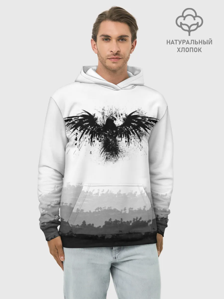 Худи мужской база хлопок / ЧЁРНЫЙ ВОРОН